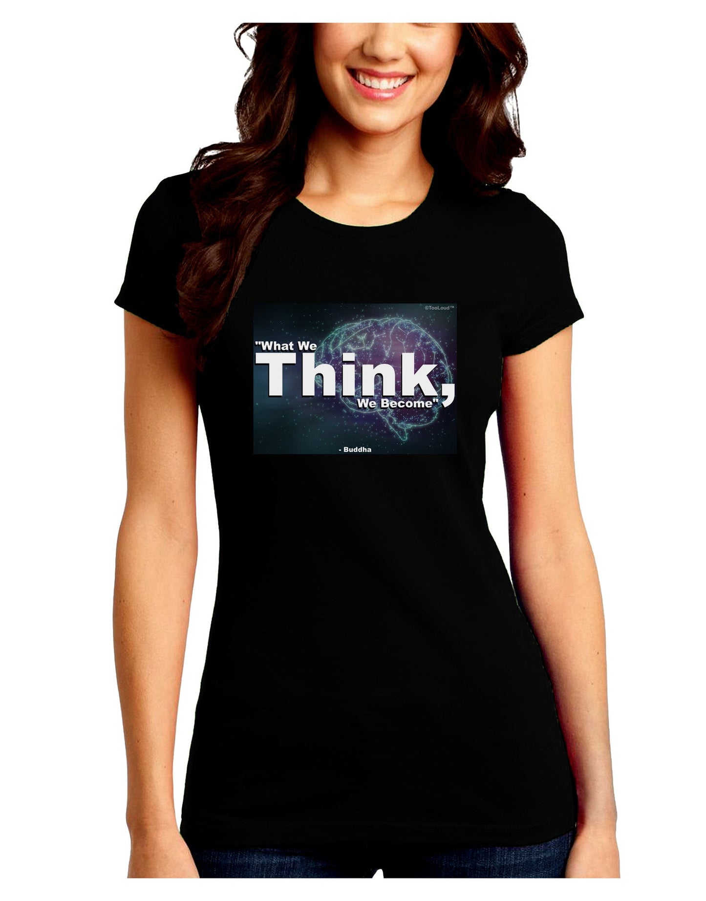 What We Think Buddha Juniors Petite Crew Dark T-Shirt-T-Shirts Juniors Tops-TooLoud-Black-Juniors Fitted Small-Davson Sales