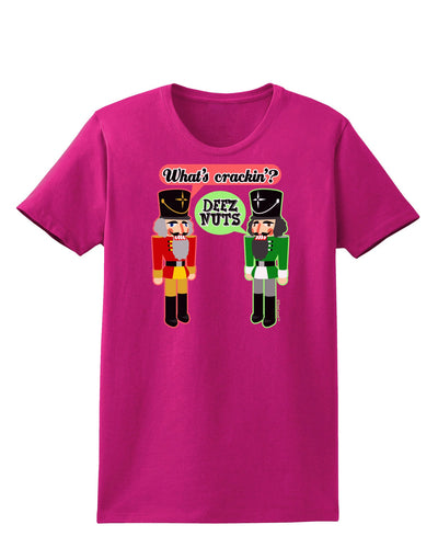 Whats Crackin - Deez Nuts Womens Dark T-Shirt-TooLoud-Hot-Pink-Small-Davson Sales