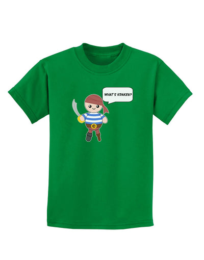 What's Kraken - Petey the Pirate Childrens Dark T-Shirt-Childrens T-Shirt-TooLoud-Kelly-Green-X-Small-Davson Sales