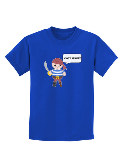 What's Kraken - Petey the Pirate Childrens Dark T-Shirt-Childrens T-Shirt-TooLoud-Royal-Blue-X-Small-Davson Sales