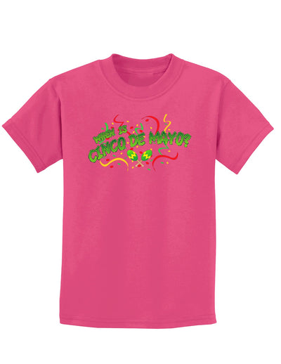 When is Cinco de Mayo? Childrens Dark T-Shirt-Childrens T-Shirt-TooLoud-Sangria-X-Small-Davson Sales