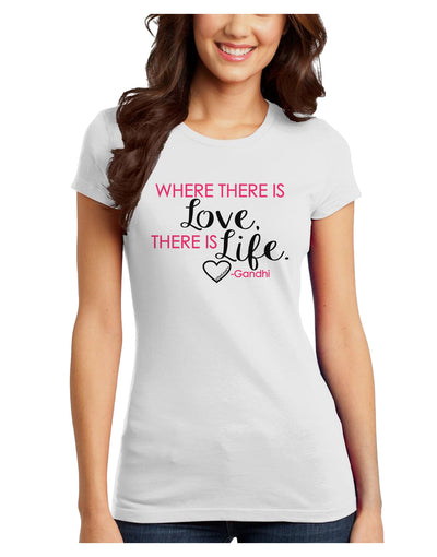 Where There Is Love Gandhi Juniors Petite T-Shirt-T-Shirts Juniors Tops-TooLoud-White-Juniors Fitted X-Small-Davson Sales