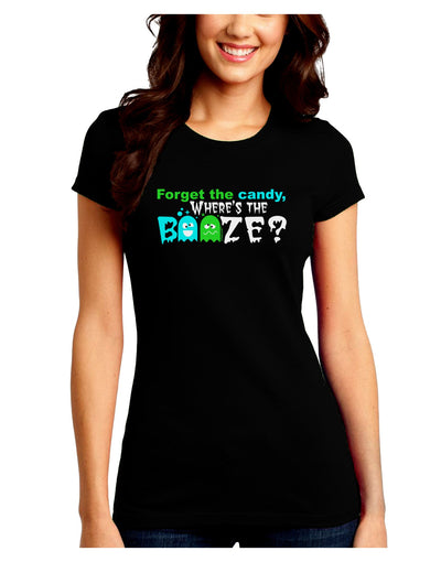 Where's The Booze Juniors Crew Dark T-Shirt-T-Shirts Juniors Tops-TooLoud-Black-Juniors Fitted Small-Davson Sales