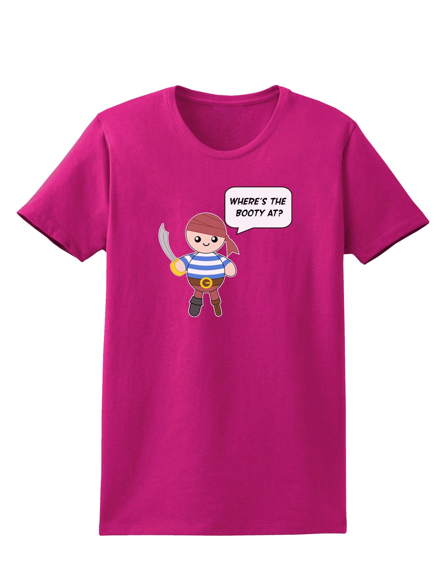 Where's the Booty At - Petey the Pirate Womens Dark T-Shirt-Womens T-Shirt-TooLoud-Hot-Pink-Small-Davson Sales