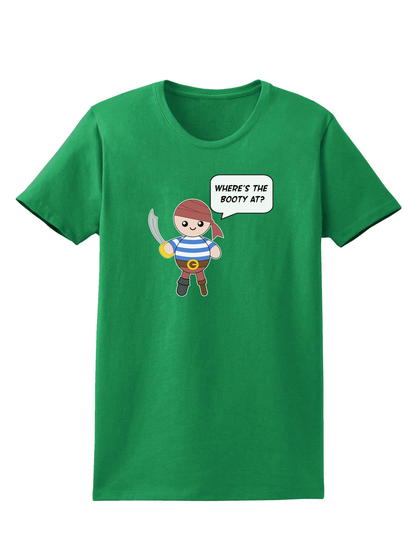 Where's the Booty At - Petey the Pirate Womens Dark T-Shirt-Womens T-Shirt-TooLoud-Kelly-Green-X-Small-Davson Sales