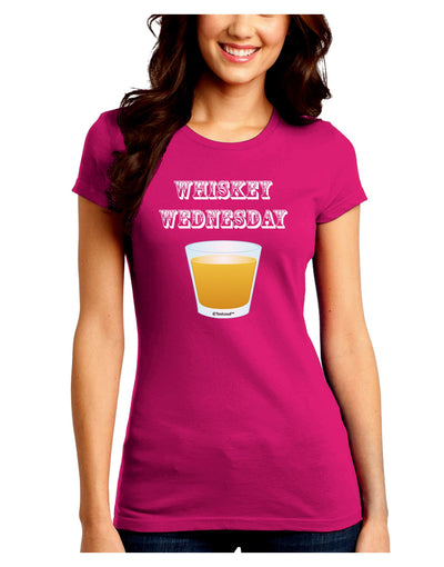 Whiskey Wednesday Design - Text Juniors Crew Dark T-Shirt by TooLoud-T-Shirts Juniors Tops-TooLoud-Hot-Pink-Juniors Fitted Small-Davson Sales