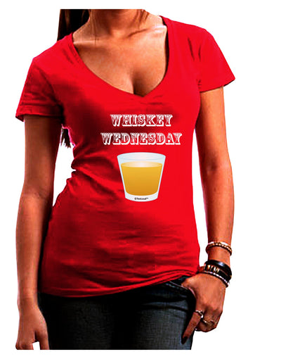 Whiskey Wednesday Design - Text Juniors V-Neck Dark T-Shirt by TooLoud-Womens V-Neck T-Shirts-TooLoud-Red-Juniors Fitted Small-Davson Sales