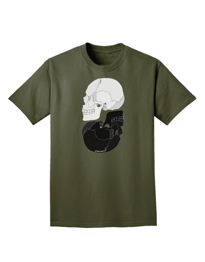 White And Black Inverted Skulls Adult Dark T-Shirt by TooLoud-Mens T-Shirt-TooLoud-Military-Green-Small-Davson Sales