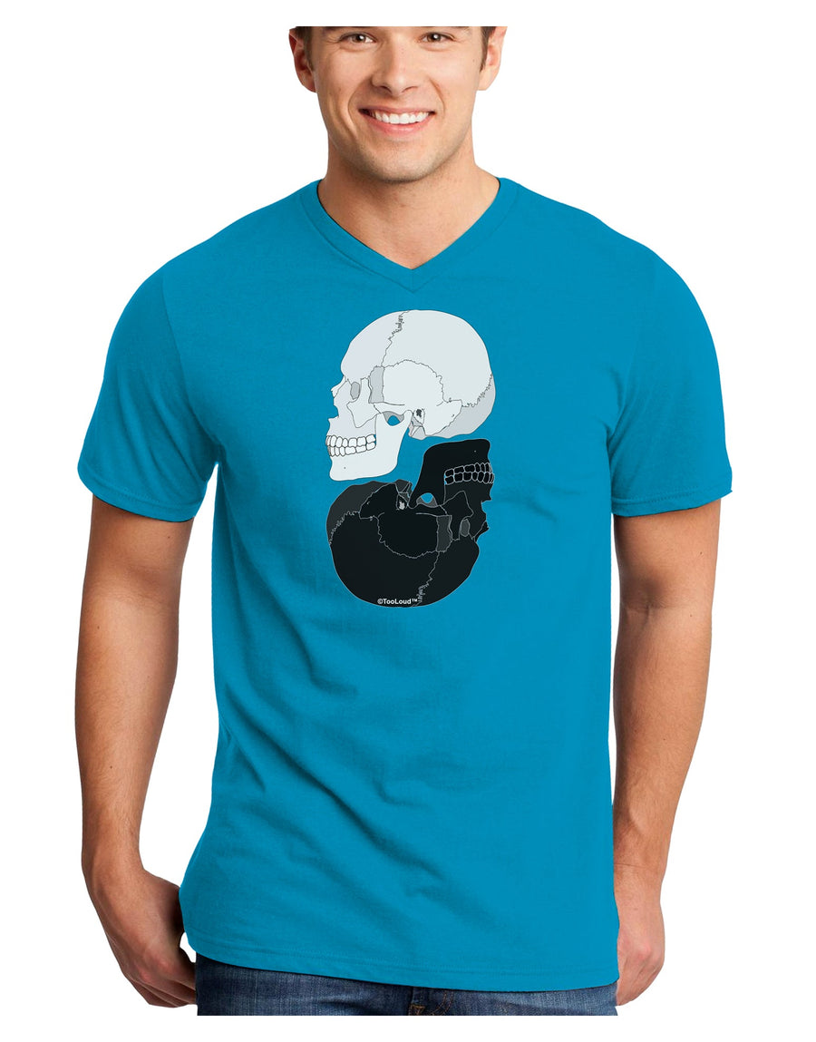 White And Black Inverted Skulls Adult Dark V-Neck T-Shirt by TooLoud-Mens V-Neck T-Shirt-TooLoud-Black-Small-Davson Sales