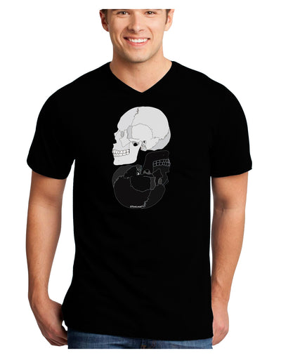 White And Black Inverted Skulls Adult Dark V-Neck T-Shirt by TooLoud-Mens V-Neck T-Shirt-TooLoud-Black-Small-Davson Sales