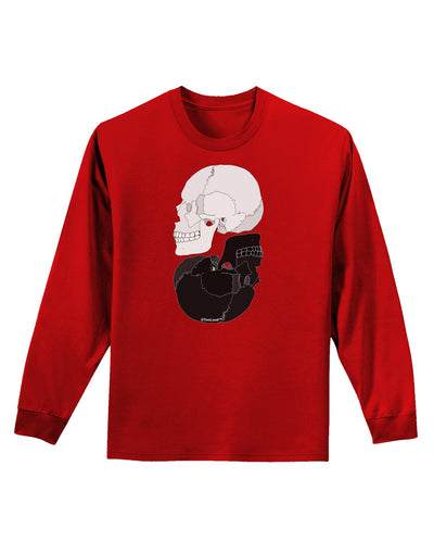 White And Black Inverted Skulls Adult Long Sleeve Dark T-Shirt by TooLoud-TooLoud-Red-Small-Davson Sales