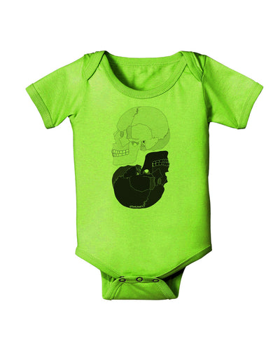 White And Black Inverted Skulls Baby Romper Bodysuit by TooLoud-Baby Romper-TooLoud-Lime-Green-06-Months-Davson Sales