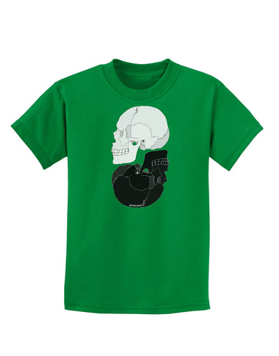 White And Black Inverted Skulls Childrens Dark T-Shirt by TooLoud-Childrens T-Shirt-TooLoud-Kelly-Green-X-Small-Davson Sales