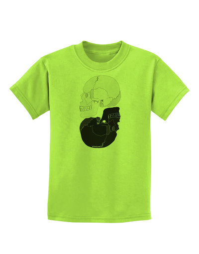 White And Black Inverted Skulls Childrens T-Shirt by TooLoud-Childrens T-Shirt-TooLoud-Lime-Green-X-Small-Davson Sales