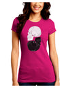 White And Black Inverted Skulls Juniors Crew Dark T-Shirt by TooLoud-T-Shirts Juniors Tops-TooLoud-Hot-Pink-Juniors Fitted Small-Davson Sales