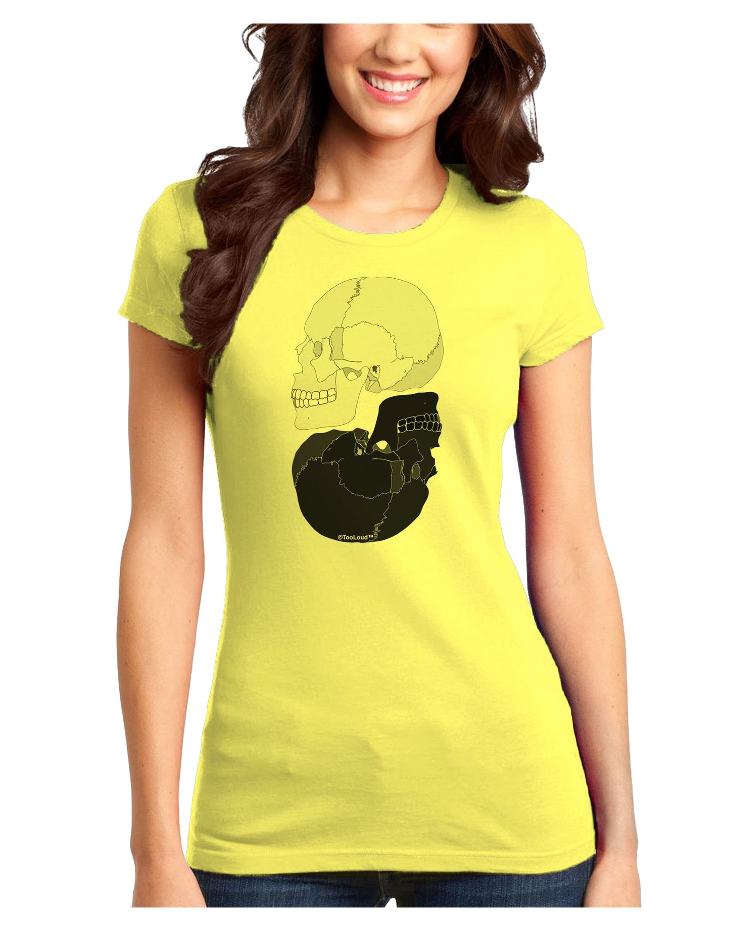 White And Black Inverted Skulls Juniors T-Shirt by TooLoud-Womens Juniors T-Shirt-TooLoud-Yellow-Juniors Fitted X-Small-Davson Sales