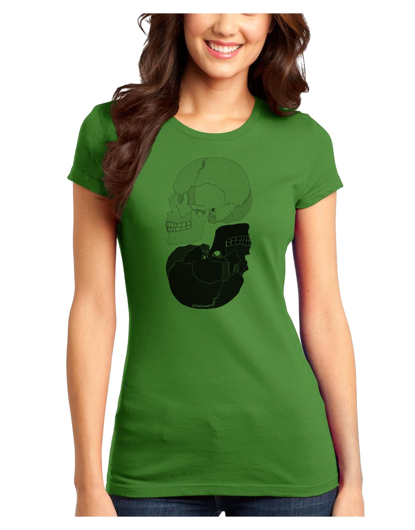 White And Black Inverted Skulls Juniors T-Shirt by TooLoud-Womens Juniors T-Shirt-TooLoud-Kiwi-Green-Juniors Fitted X-Small-Davson Sales