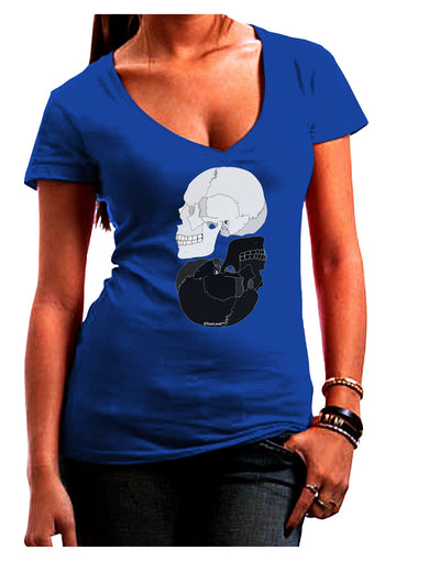 White And Black Inverted Skulls Juniors V-Neck Dark T-Shirt by TooLoud-Womens V-Neck T-Shirts-TooLoud-Royal-Blue-Juniors Fitted Small-Davson Sales