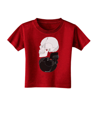 White And Black Inverted Skulls Toddler T-Shirt Dark by TooLoud-Toddler T-Shirt-TooLoud-Red-2T-Davson Sales