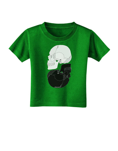 White And Black Inverted Skulls Toddler T-Shirt Dark by TooLoud-Toddler T-Shirt-TooLoud-Clover-Green-2T-Davson Sales