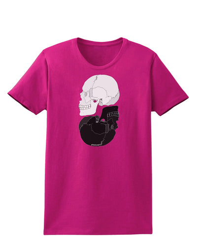 White And Black Inverted Skulls Womens Dark T-Shirt by TooLoud-Womens T-Shirt-TooLoud-Hot-Pink-Small-Davson Sales