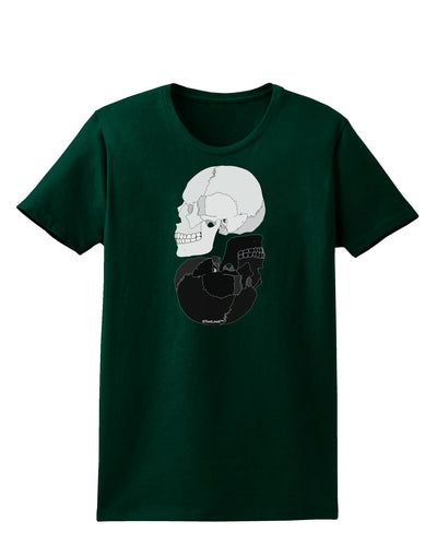 White And Black Inverted Skulls Womens Dark T-Shirt by TooLoud-Womens T-Shirt-TooLoud-Forest-Green-Small-Davson Sales