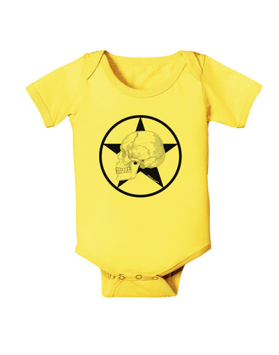 White Skull With Star Baby Romper Bodysuit by TooLoud-Baby Romper-TooLoud-Yellow-06-Months-Davson Sales