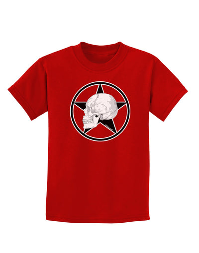 White Skull With Star Childrens Dark T-Shirt by TooLoud-Childrens T-Shirt-TooLoud-Red-X-Small-Davson Sales