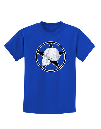 White Skull With Star Childrens Dark T-Shirt by TooLoud-Childrens T-Shirt-TooLoud-Royal-Blue-X-Small-Davson Sales