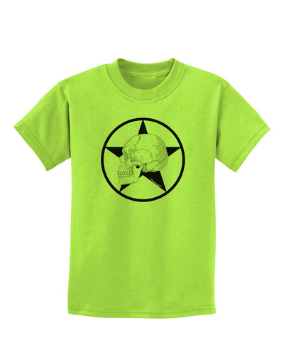 White Skull With Star Childrens T-Shirt by TooLoud-Childrens T-Shirt-TooLoud-Lime-Green-X-Small-Davson Sales