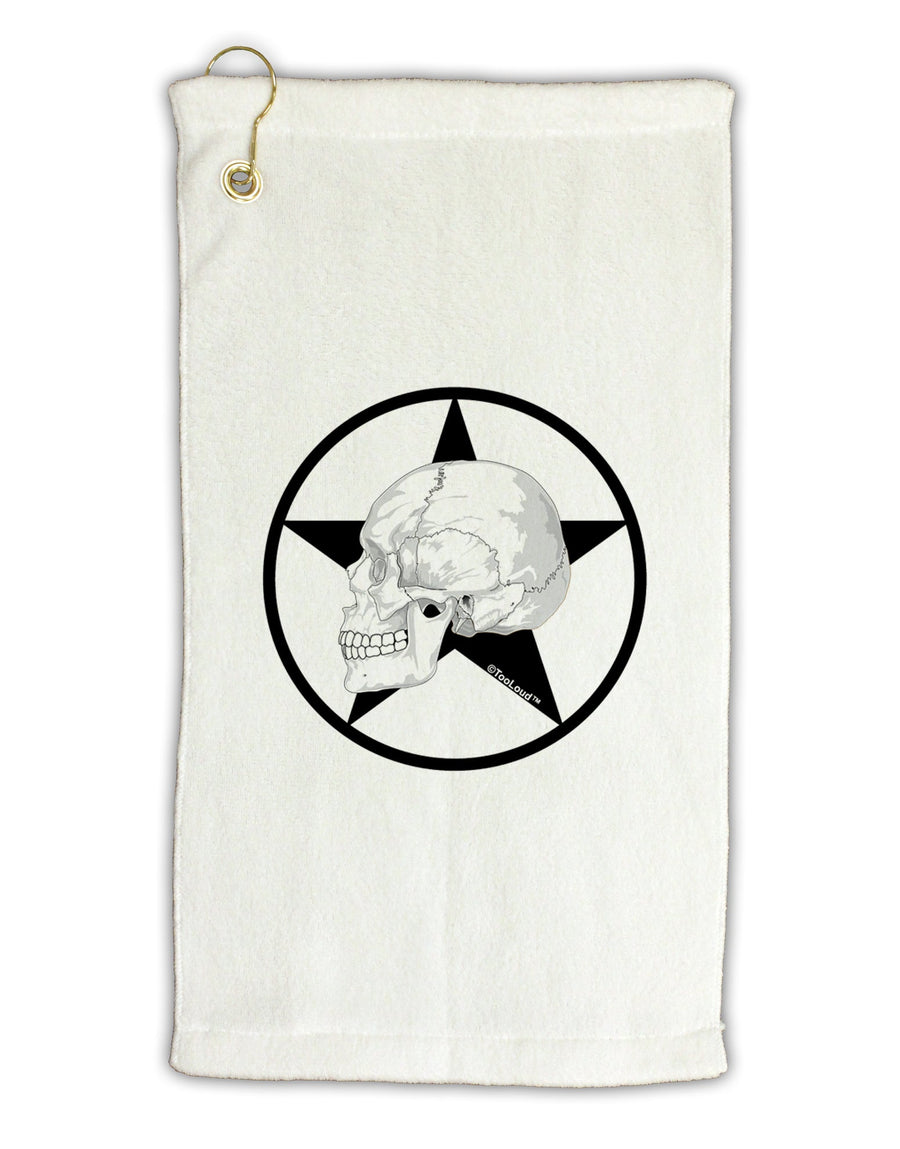 White Skull With Star Micro Terry Gromet Golf Towel 16 x 25 inch by TooLoud-Golf Towel-TooLoud-White-Davson Sales