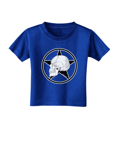 White Skull With Star Toddler T-Shirt Dark by TooLoud-Toddler T-Shirt-TooLoud-Royal-Blue-2T-Davson Sales