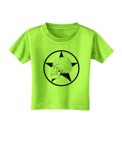 White Skull With Star Toddler T-Shirt by TooLoud-Toddler T-Shirt-TooLoud-Lime-Green-2T-Davson Sales