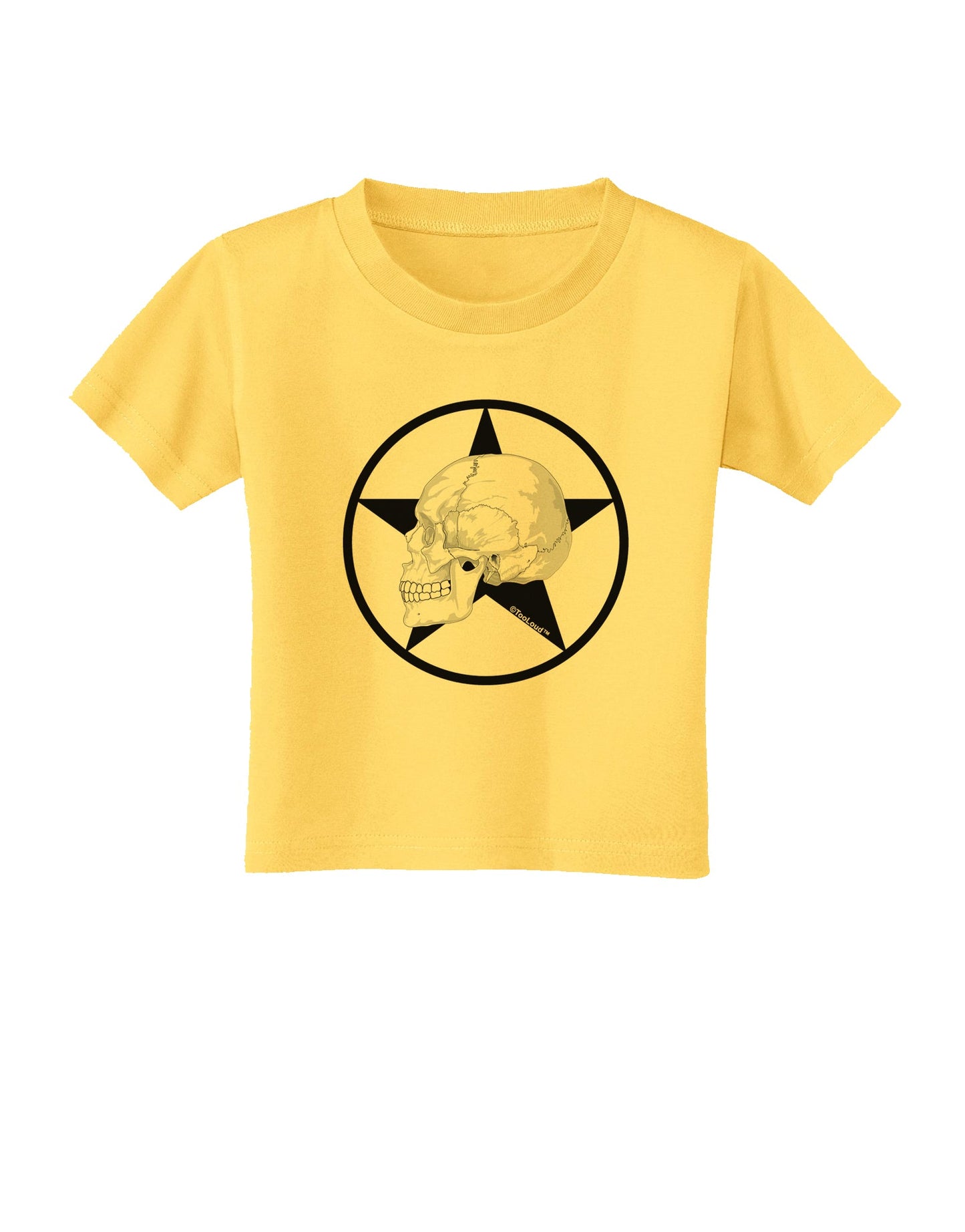 White Skull With Star Toddler T-Shirt by TooLoud-Toddler T-Shirt-TooLoud-Yellow-2T-Davson Sales
