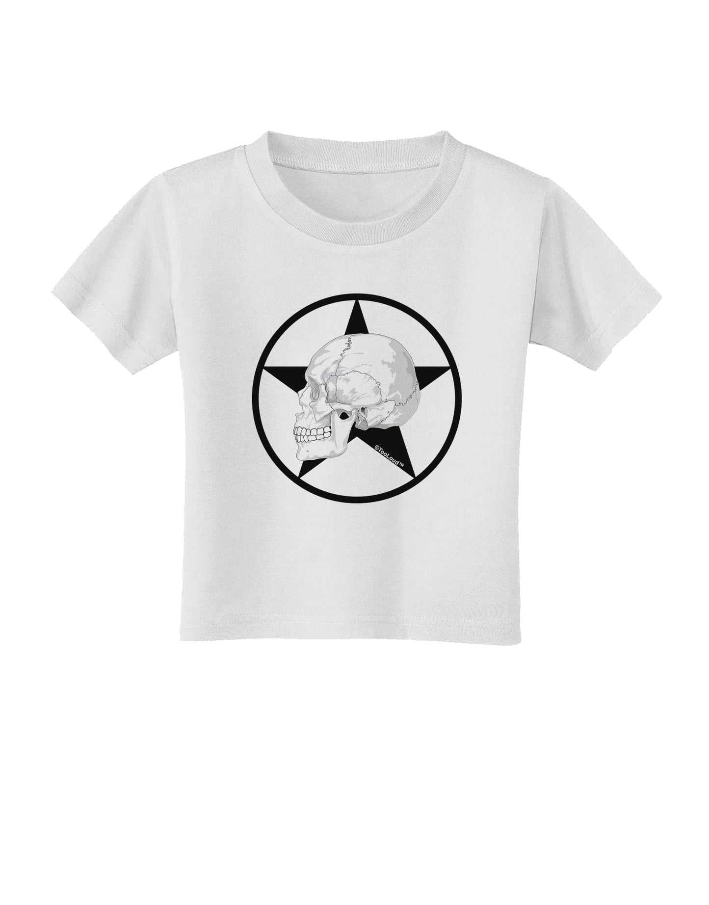 White Skull With Star Toddler T-Shirt by TooLoud-Toddler T-Shirt-TooLoud-White-2T-Davson Sales