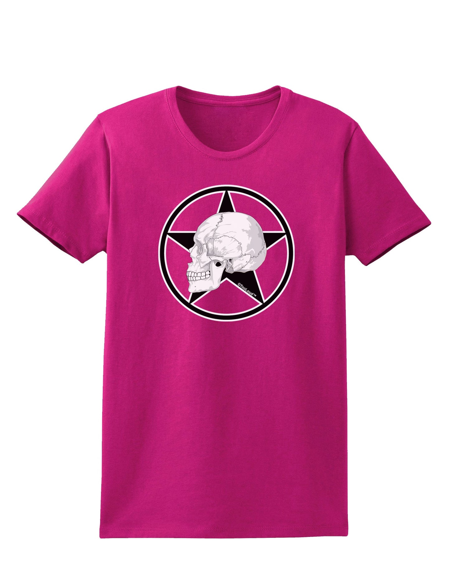 White Skull With Star Womens Dark T-Shirt by TooLoud-Womens T-Shirt-TooLoud-Hot-Pink-Small-Davson Sales