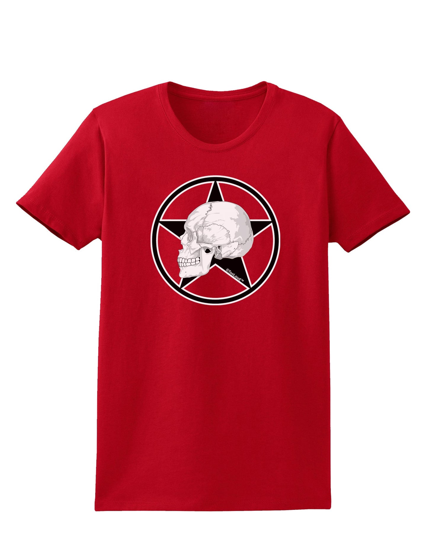 White Skull With Star Womens Dark T-Shirt by TooLoud-Womens T-Shirt-TooLoud-Red-X-Small-Davson Sales