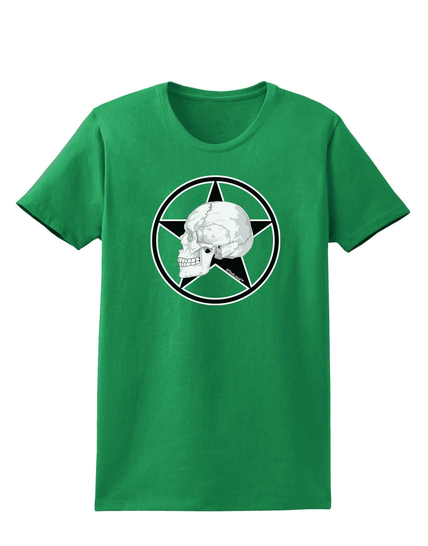 White Skull With Star Womens Dark T-Shirt by TooLoud-Womens T-Shirt-TooLoud-Kelly-Green-X-Small-Davson Sales