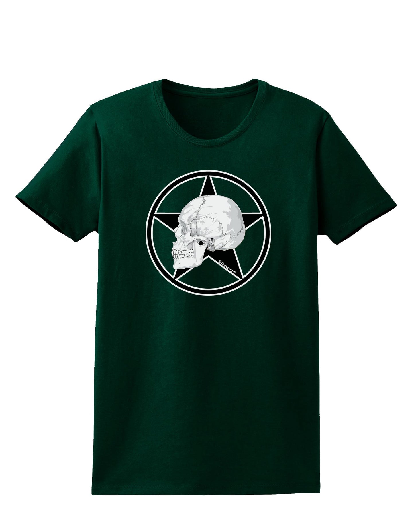 White Skull With Star Womens Dark T-Shirt by TooLoud-Womens T-Shirt-TooLoud-Forest-Green-Small-Davson Sales