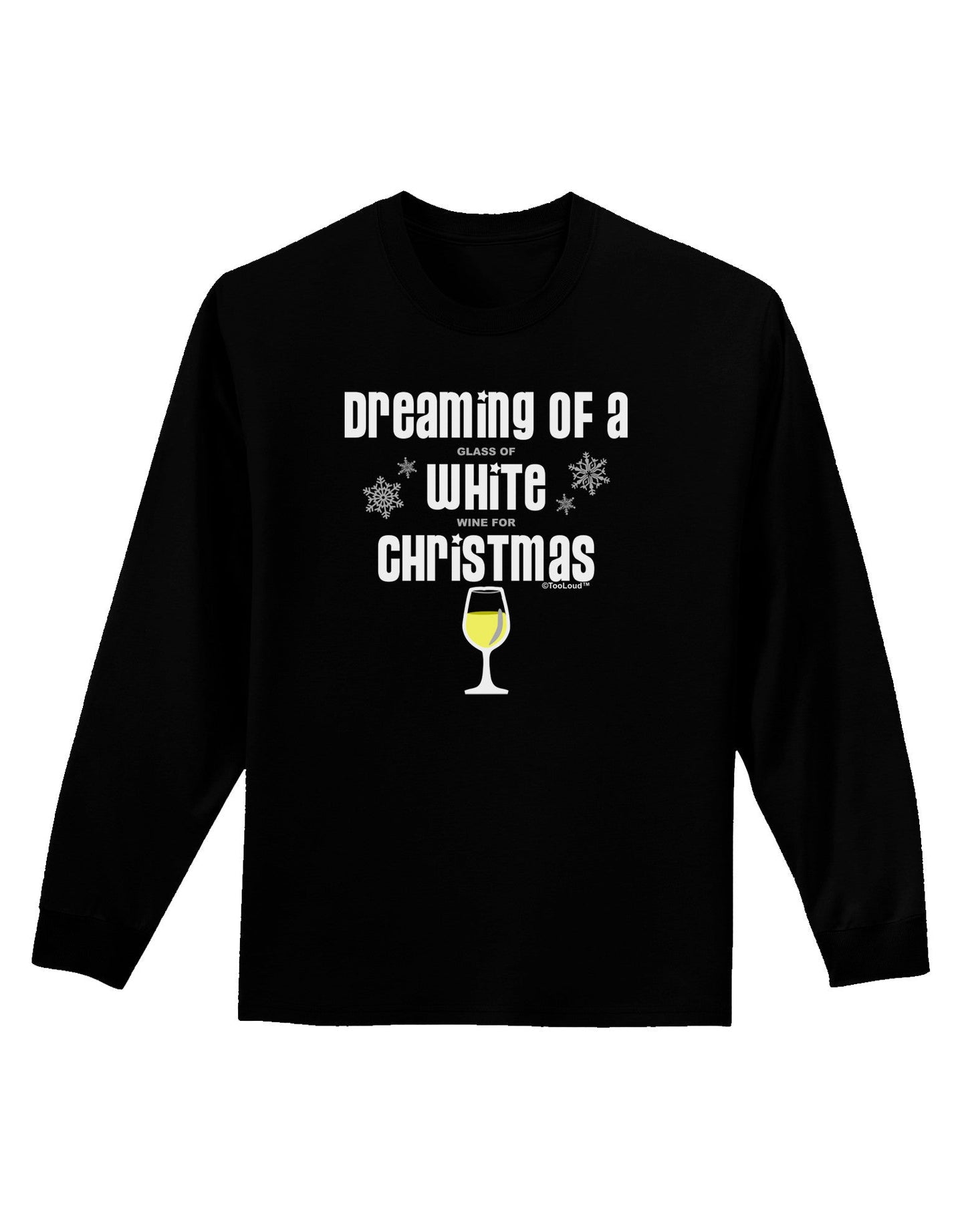 White Wine For Christmas Adult Long Sleeve Dark T-Shirt-TooLoud-Black-Small-Davson Sales