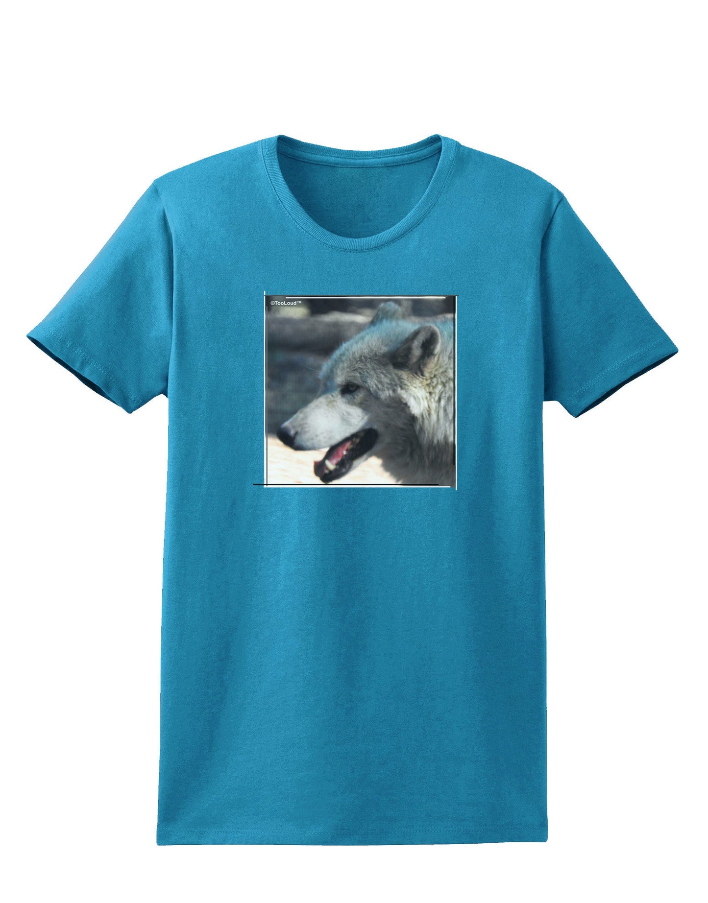 White Wolf Face Womens Dark T-Shirt-TooLoud-Turquoise-X-Small-Davson Sales