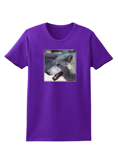 White Wolf Face Womens Dark T-Shirt-TooLoud-Purple-X-Small-Davson Sales