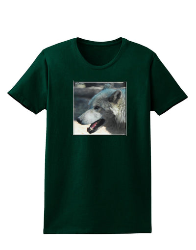 White Wolf Face Womens Dark T-Shirt-TooLoud-Forest-Green-Small-Davson Sales