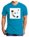 White Wolf Head Cutout Adult Dark V-Neck T-Shirt-Mens V-Neck T-Shirt-TooLoud-Turquoise-Small-Davson Sales