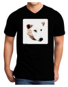 White Wolf Head Cutout Adult Dark V-Neck T-Shirt-Mens V-Neck T-Shirt-TooLoud-Black-Small-Davson Sales