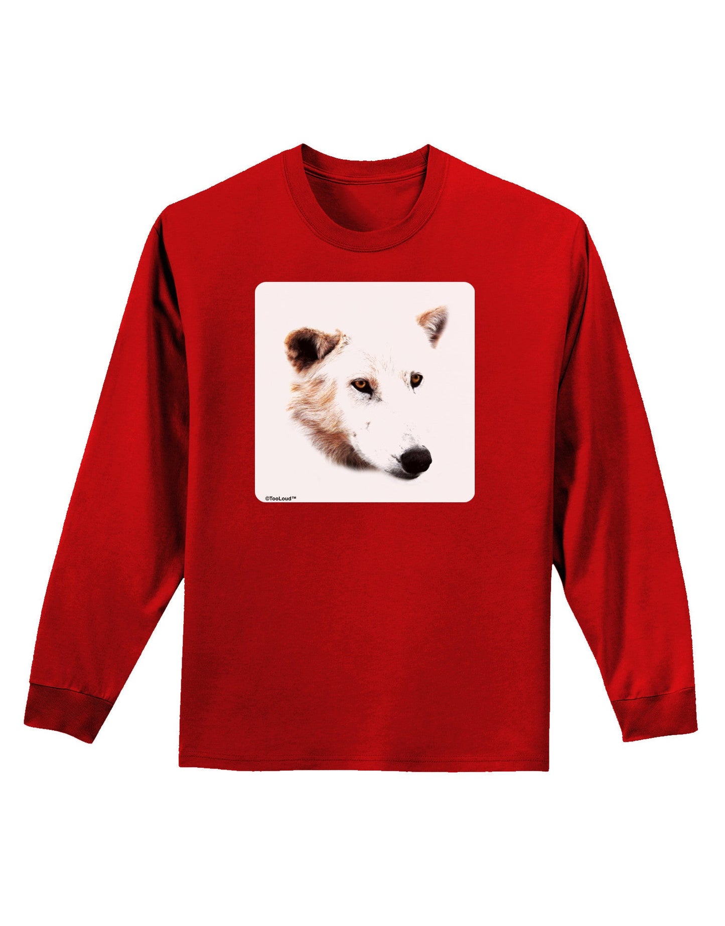 White Wolf Head Cutout Adult Long Sleeve Dark T-Shirt-TooLoud-Red-Small-Davson Sales