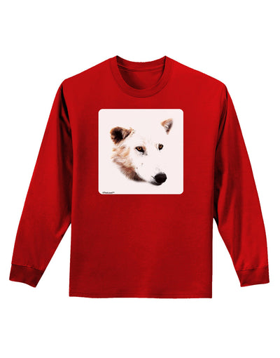 White Wolf Head Cutout Adult Long Sleeve Dark T-Shirt-TooLoud-Red-Small-Davson Sales