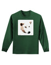 White Wolf Head Cutout Adult Long Sleeve Dark T-Shirt-TooLoud-Dark-Green-Small-Davson Sales