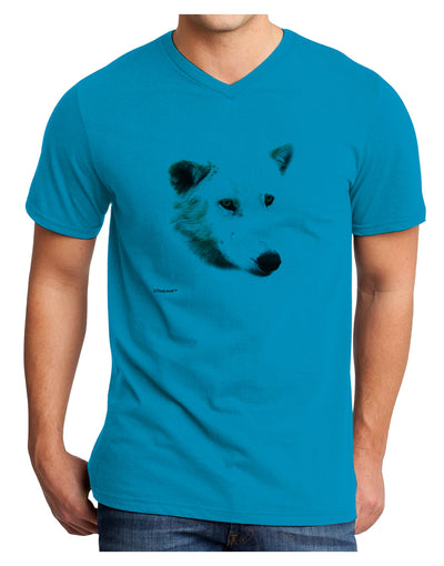 White Wolf Head Cutout Adult V-Neck T-shirt-Mens V-Neck T-Shirt-TooLoud-Turquoise-Small-Davson Sales