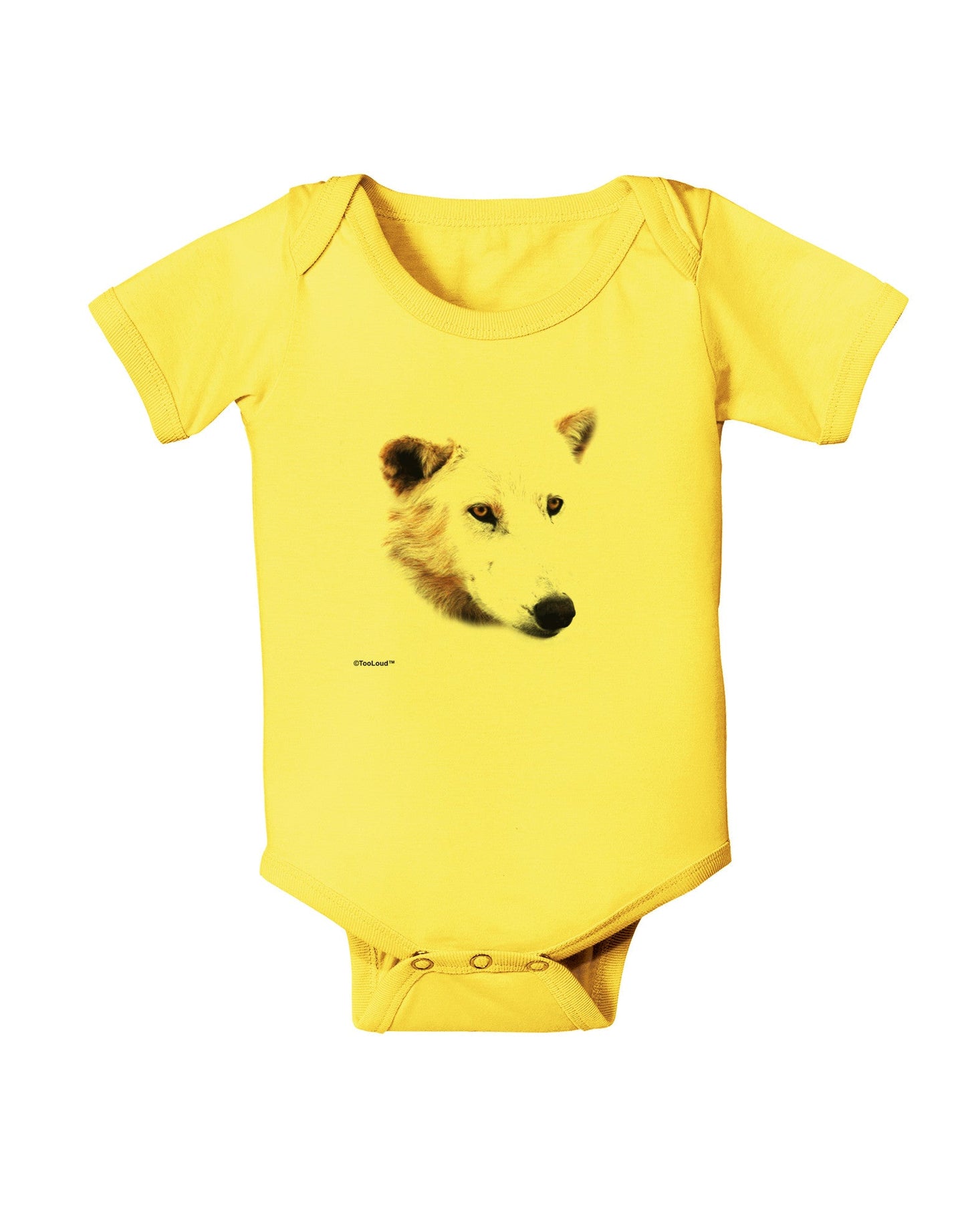 White Wolf Head Cutout Baby Romper Bodysuit-Baby Romper-TooLoud-Yellow-06-Months-Davson Sales